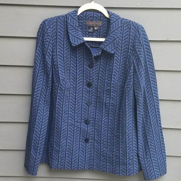 Nina McLemore Blue Black Blazer Size 4 - Picture 1 of 11